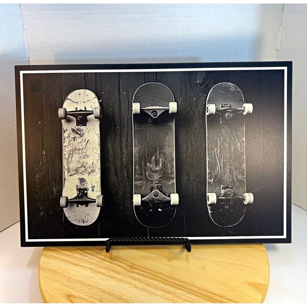 The Spring Shop 3 Skateboards Photographed Wall Art 12x18 Black White 6381404